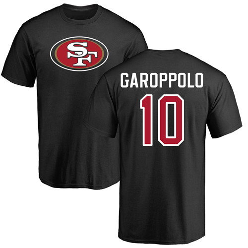 Men San Francisco 49ers Black Jimmy Garoppolo Name and Number Logo #10 NFL T Shirt->san francisco 49ers->NFL Jersey